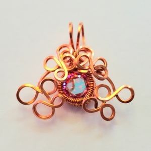 Electroplated cubic zirconia wire wrap necklace